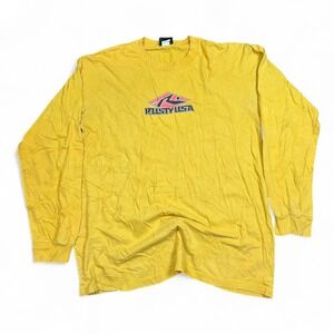 Vintage Rusty USA Long Sleeve Surf T-Shirt Yellow Graphic Mens Large